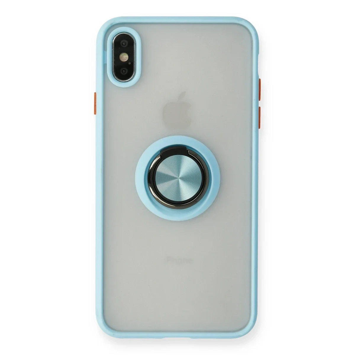 Apple iPhone XS Max Kılıf Montreal Yüzüklü Silikon Kapak - Buz Mavi