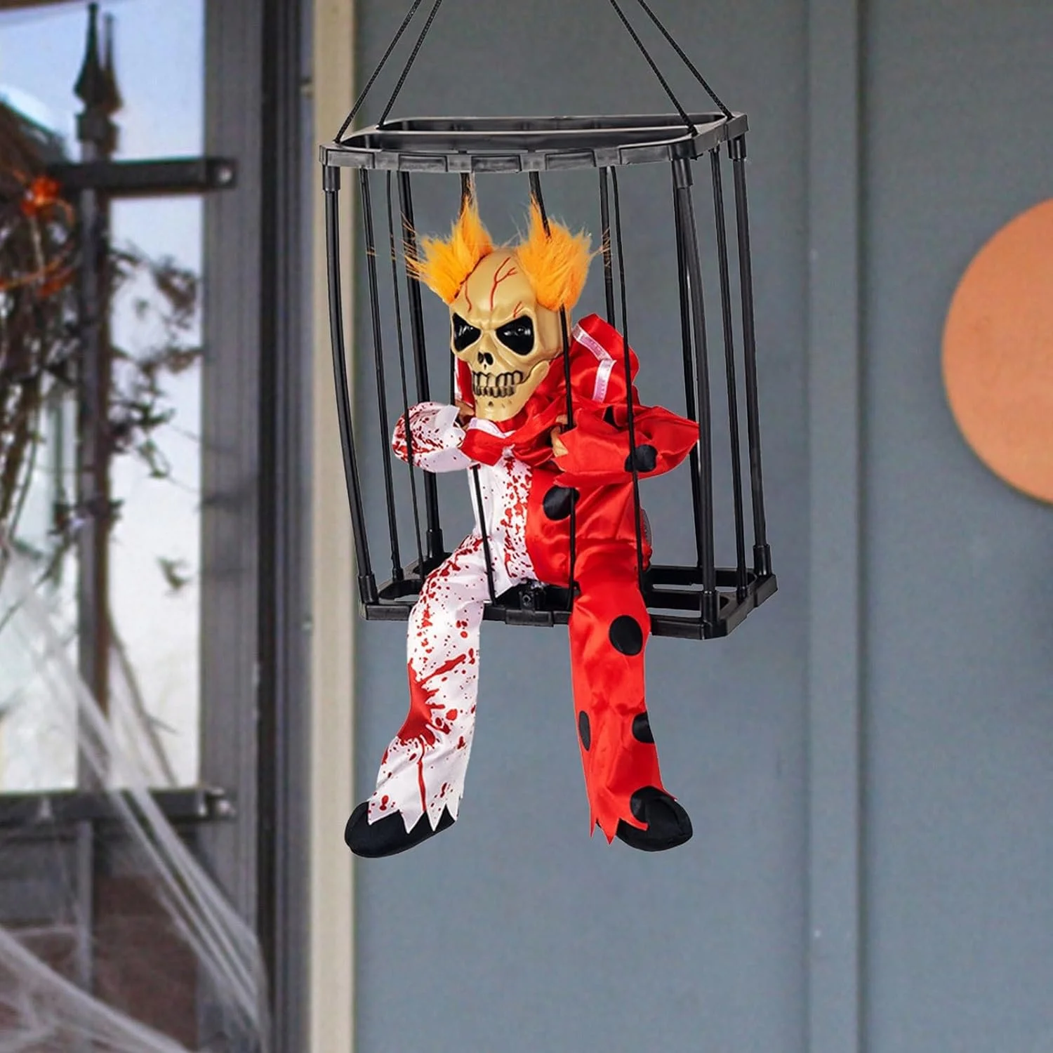 Hareketli Sesli Sensörlü Mahkum Joker İskelet Dekorasyon 22x27 cm görsel 3