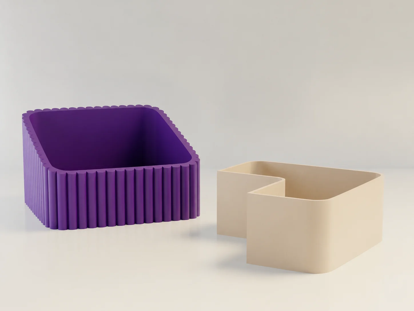3D Baskı Fıstık Kasesi - Çift Hazneli Kabuk Ayırıcı Sunum Kasesi - Mor Bej görsel 2