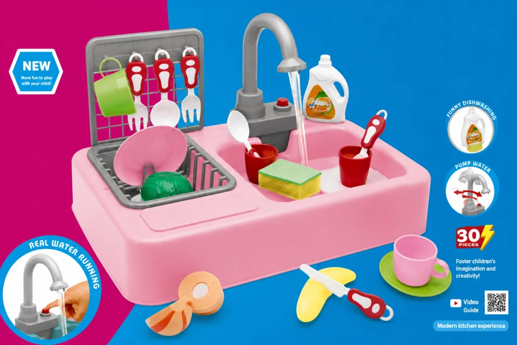 KAY-7020 Modern Pıllı Lavabo Pembe görsel 2