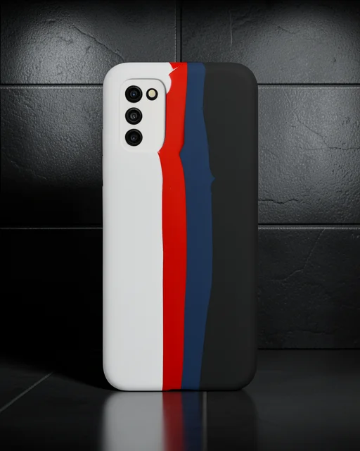 Samsung Galaxy A03s Kılıf Ebruli Lansman Silikon - Beyaz-siyah