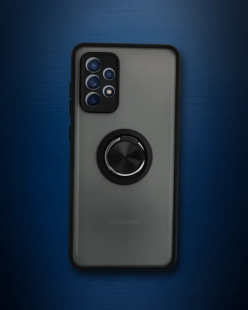 Samsung Galaxy A72 Kılıf Montreal Yüzüklü Silikon Kapak - Siyah