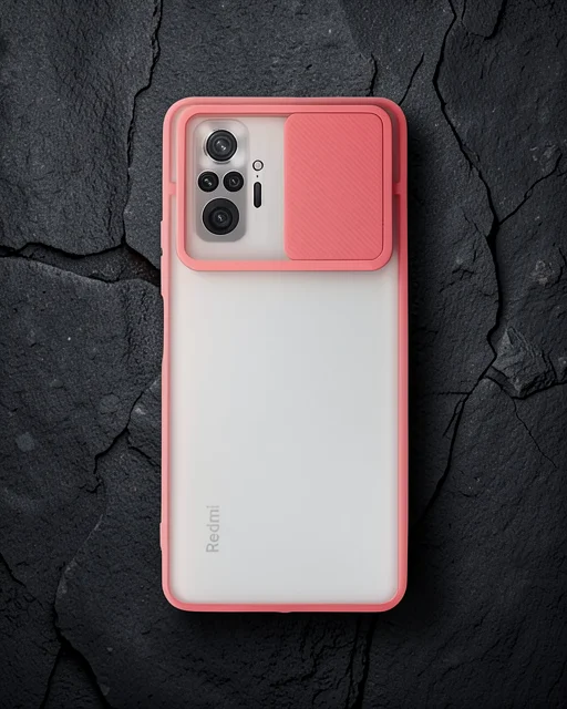 Xiaomi Redmi Note 10 Pro Kılıf Palm Buzlu Kamera Sürgülü Silikon - Pembe