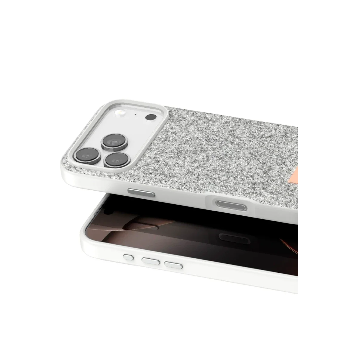 Onegif Apple iPhone 17 Pro Bright Simli Kapak - Beyaz görsel 2