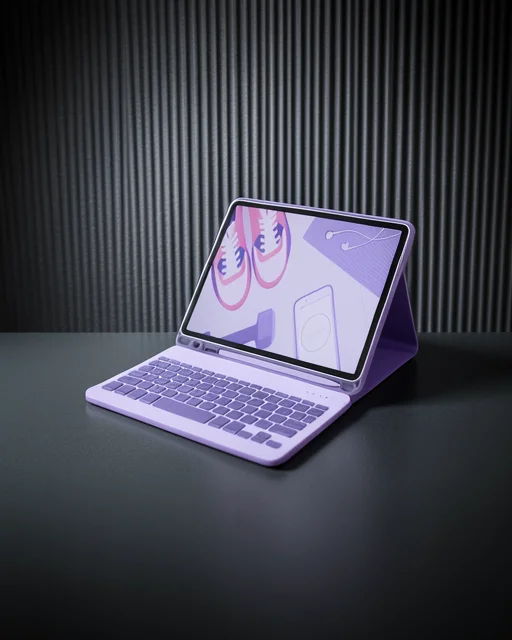 Apple İpad Air 11 (2024) Kılıf Kc01 Smart Klavyeli Tablet Kılıfı - Derin Mor