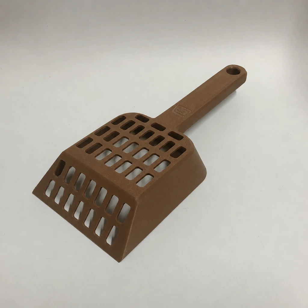3D Baskı Kedi Kumu Küreği - Geniş Hazneli Eleme Küreği-Kahverengi görsel 2