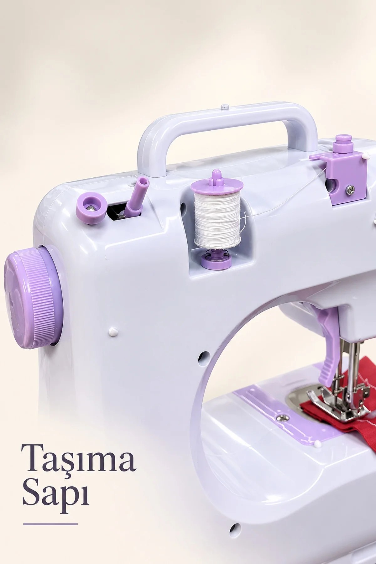 Ayak Pedallı Dikiş Makinesi Beyaz Lila Mini Tasarım görsel 2