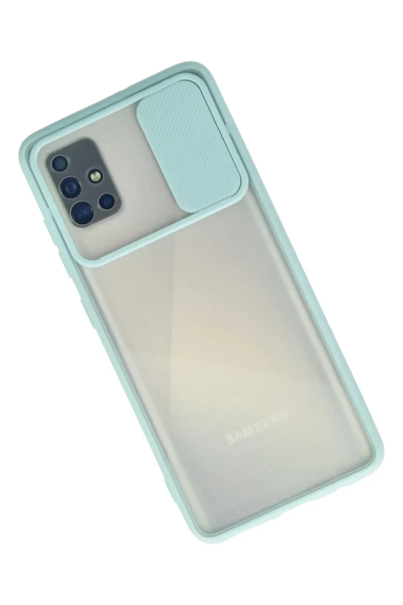 Samsung Galaxy A71 Kılıf Palm Buzlu Kamera Sürgülü Silikon - Turkuaz görsel 2