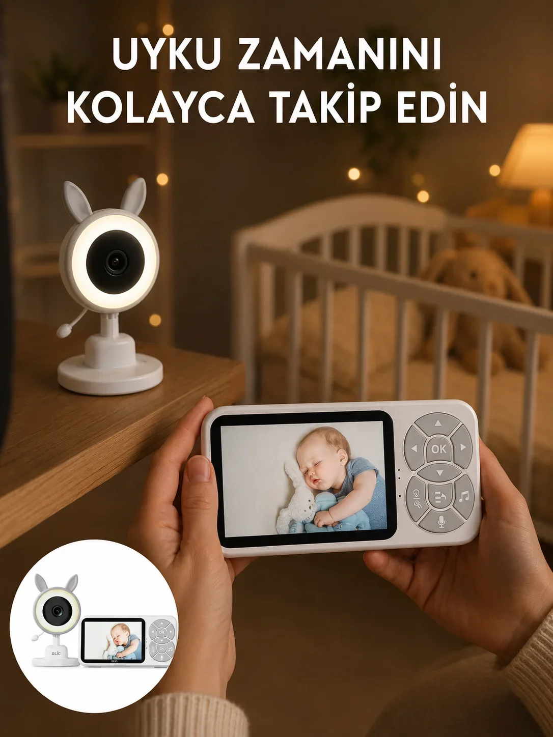 LCD Ekranlı Bebek İzleme Kamerası Ninnili Gece Görüşlü Güvenlik Siste Yeni Nesil