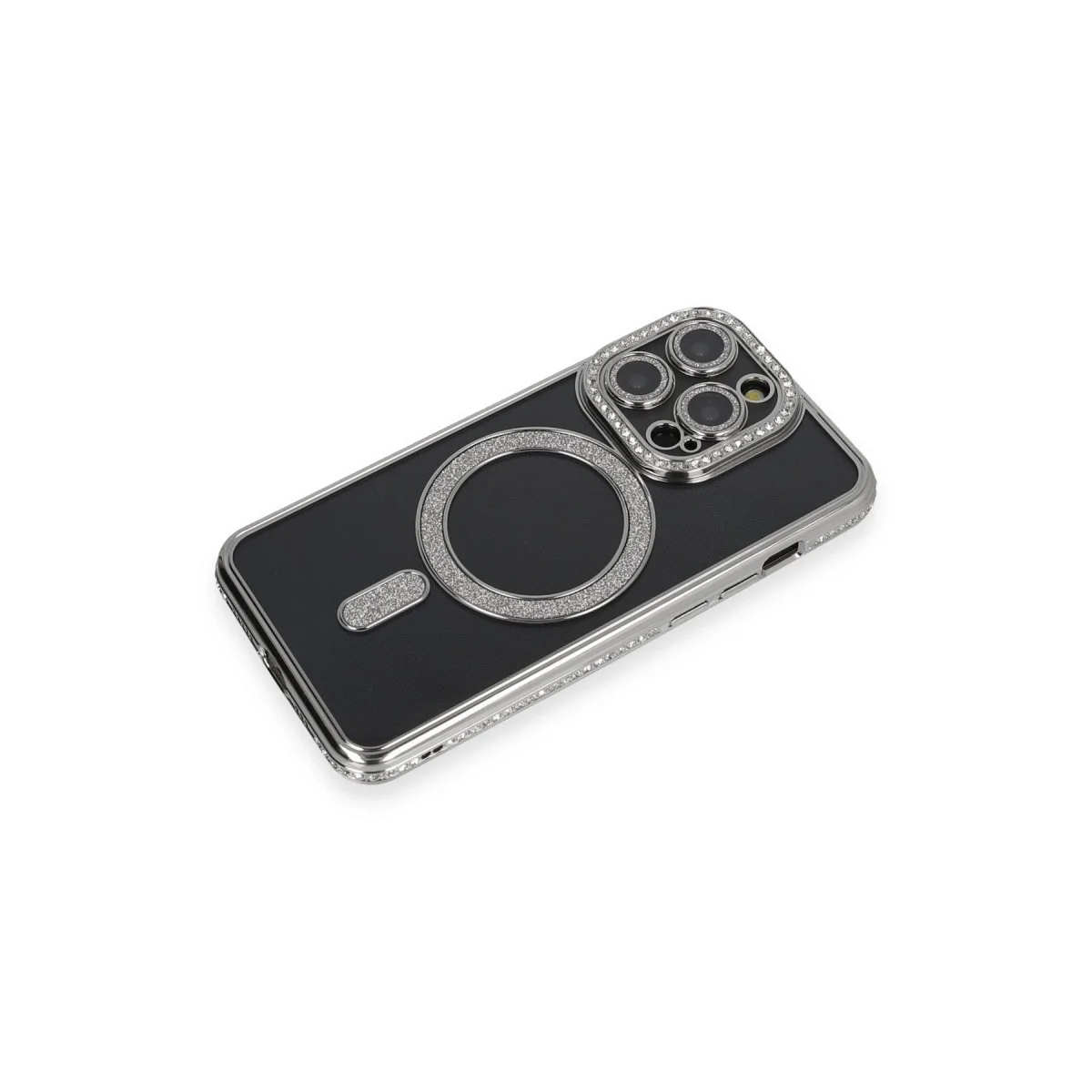 Apple İphone 14 Pro Max Kılıf Joke Simli Magneticsafe Kılıf - Gri görsel 3