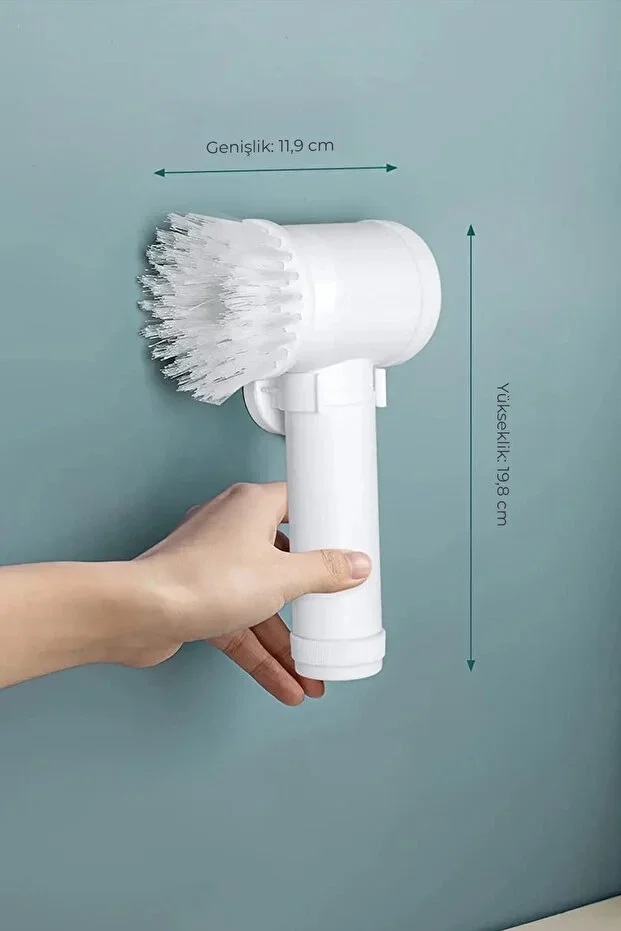 Şarjlı Elektrikli Temizlik Fırçası Mutfak Banyo Lavabo ve Küvet İçin Çok Amaçlı Döner Fırça görsel 6
