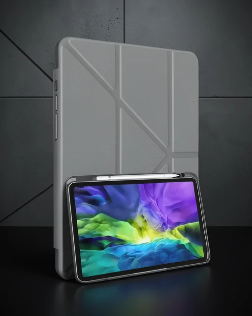 Samsung Galaxy X910 Tab S9 Ultra 14.6 Kılıf Kalemlikli Mars Tablet Kılıfı - Koyu Gri