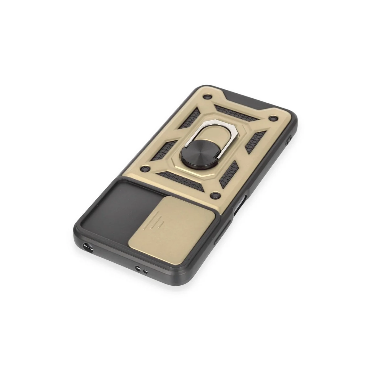 Xiao Red Note 12 5g Kılıf Pars Lens Yüzüklü Silikon - Gold görsel 4