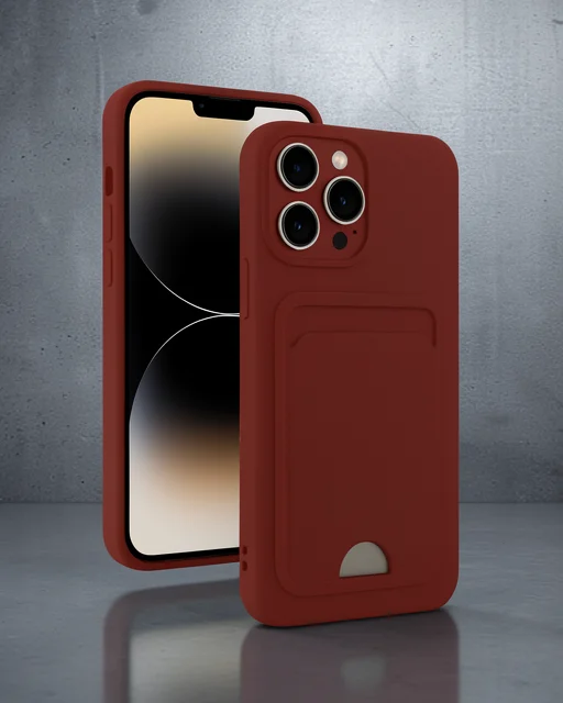 Apple İphone 15 Pro Kılıf Kelvin Kartvizitli Silikon - Bordo
