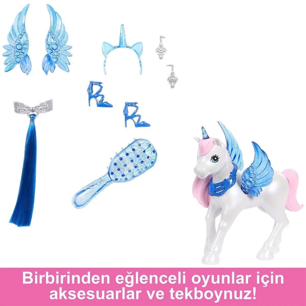 HRR16 Barbie Mavi Saçlı Prenses Bebek görsel 5