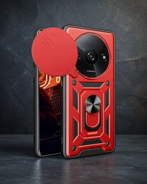 Xiaomi Redmi A3 4g Kılıf Pars Lens Yüzüklü Silikon - Kırmızı