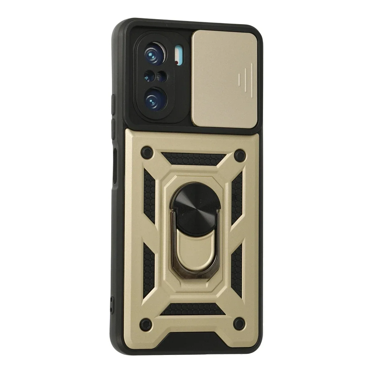 Xiaomi Poco F3 Kılıf Pars Lens Yüzüklü Silikon - Gold görsel 3