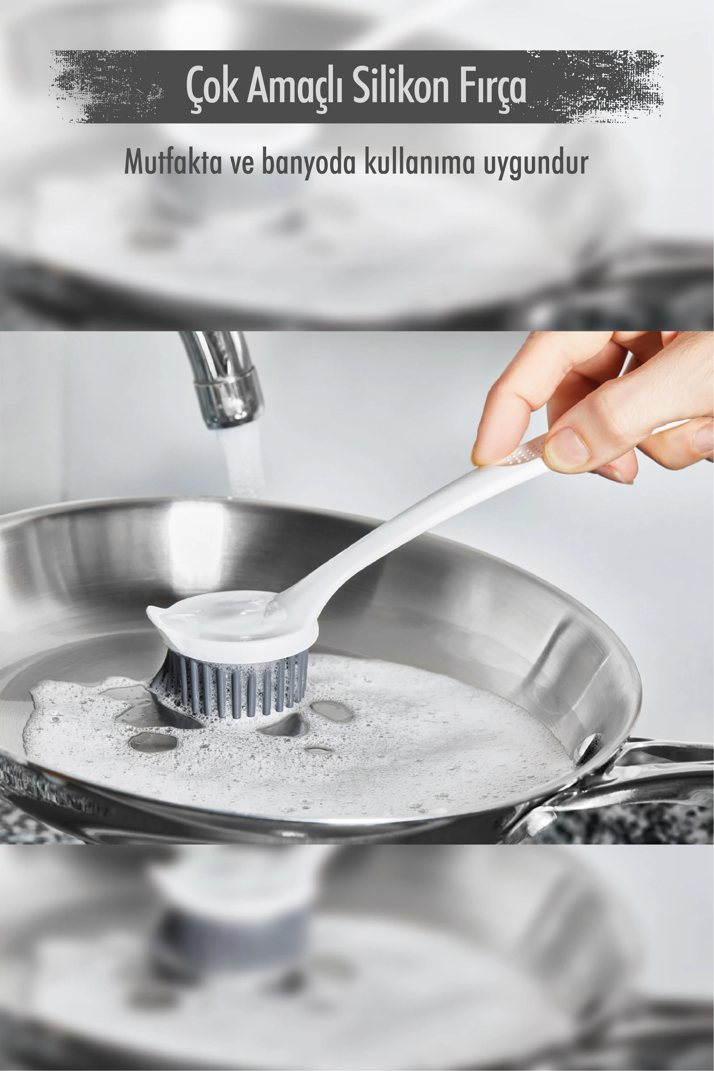 Çok Amaçlı Silikon Bulaşık Yıkama & Lavabo Tezleme & Mutfak Tezgahı Tezleme Fırçası
