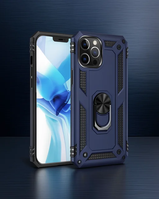 Apple İphone 12 Pro Max Kılıf Sofya Yüzüklü Silikon Kapak - Lacivert