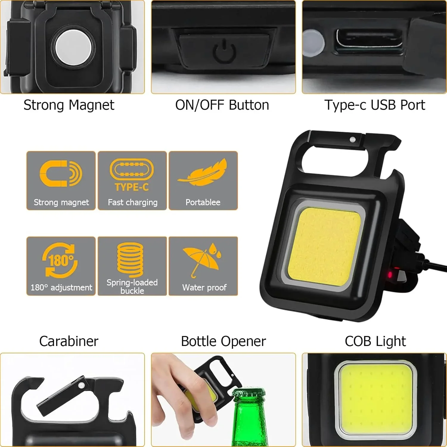 Anahtarlıklı Fener Fener Cob Led görsel 5