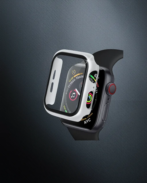 Apple Watch 41mm Camlı Kasa Ekran Koruyucu - Gümüş