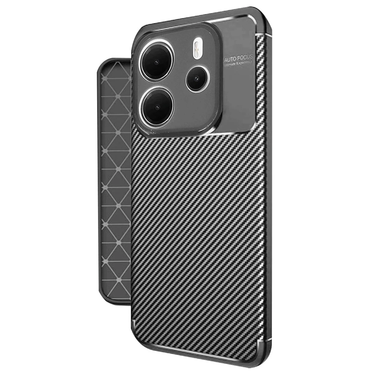Xiao Red Note 14 4g Kılıf Auto Focus Karbon Kapak - Siyah görsel 2