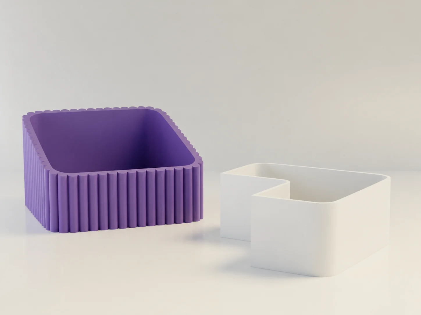 3D Baskı Fıstık Kasesi - Çift Hazneli Kabuk Ayırıcı Sunum Kasesi - Mor Beyaz görsel 2