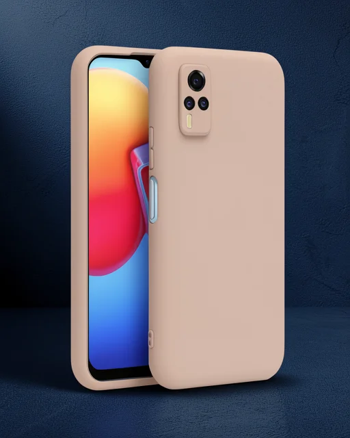 Vivo Y53s Kılıf Nano İçi Kadife Silikon - Pudra