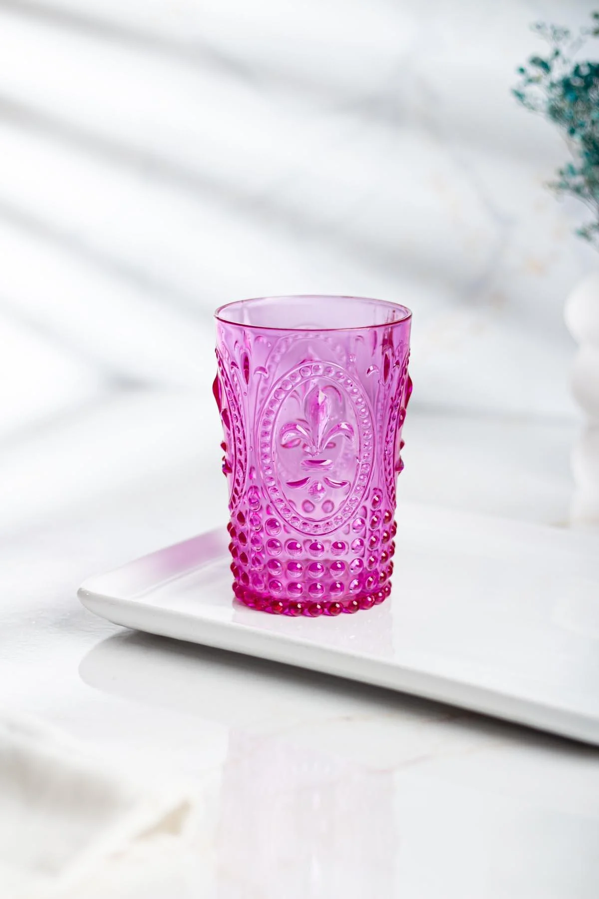 Akrilik Pembe 6'lı Kısa Bardak & Su Meşrubat Kahve Yanı Bardağı 400 ml ( Cam Değildir ) görsel 4