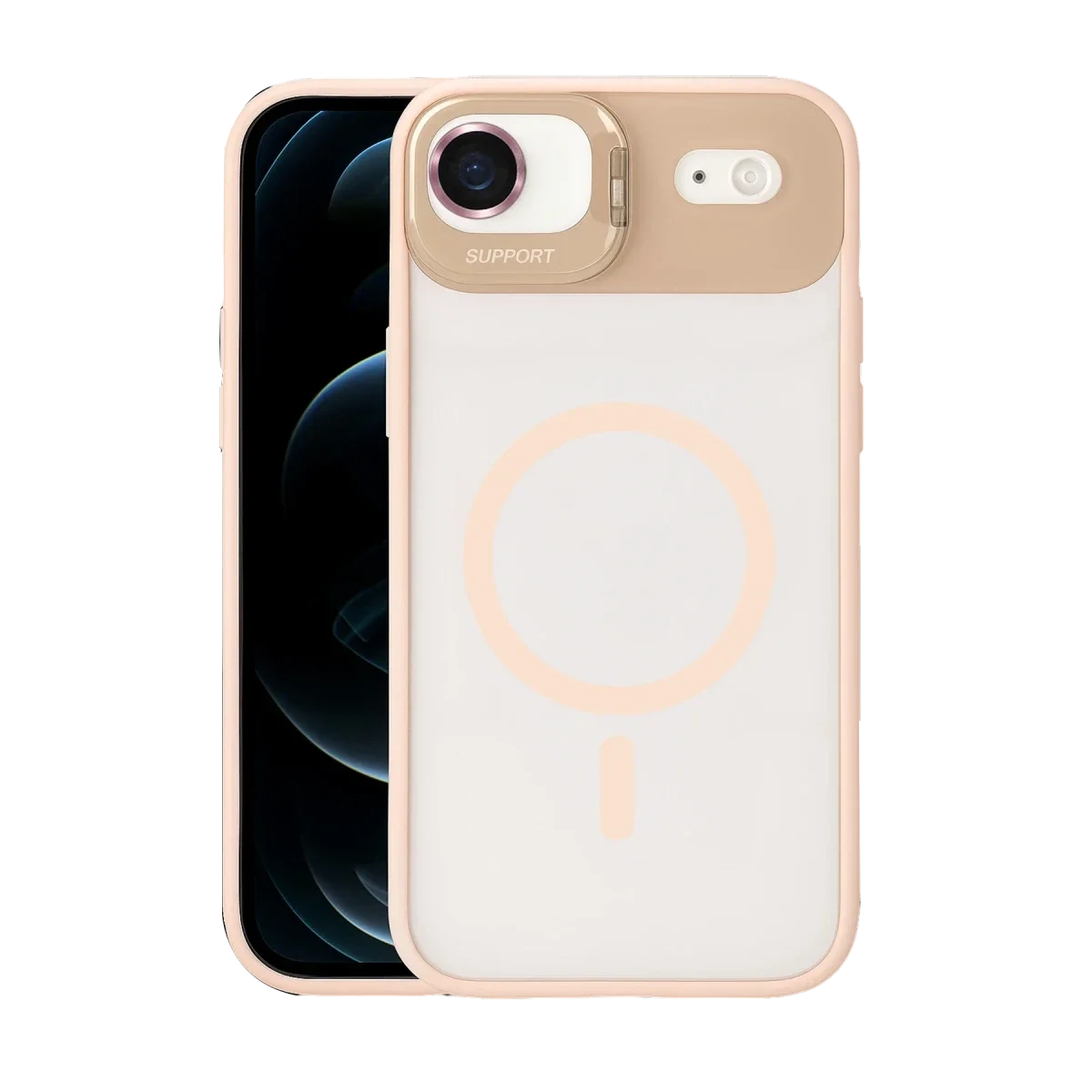 Joko Apple iPhone 17 Air Remim Lensli Magsafe Standlı Kapak - Pembe