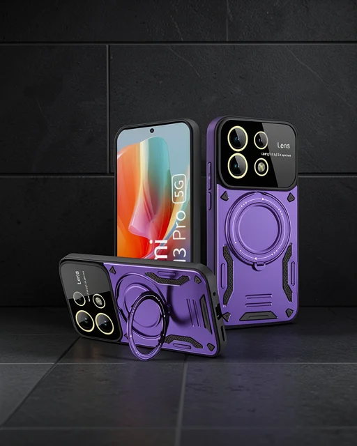 Xiaomi Redmi Note 13 Pro 4g Kılıf Joy Lens Standlı Kapak - Mor