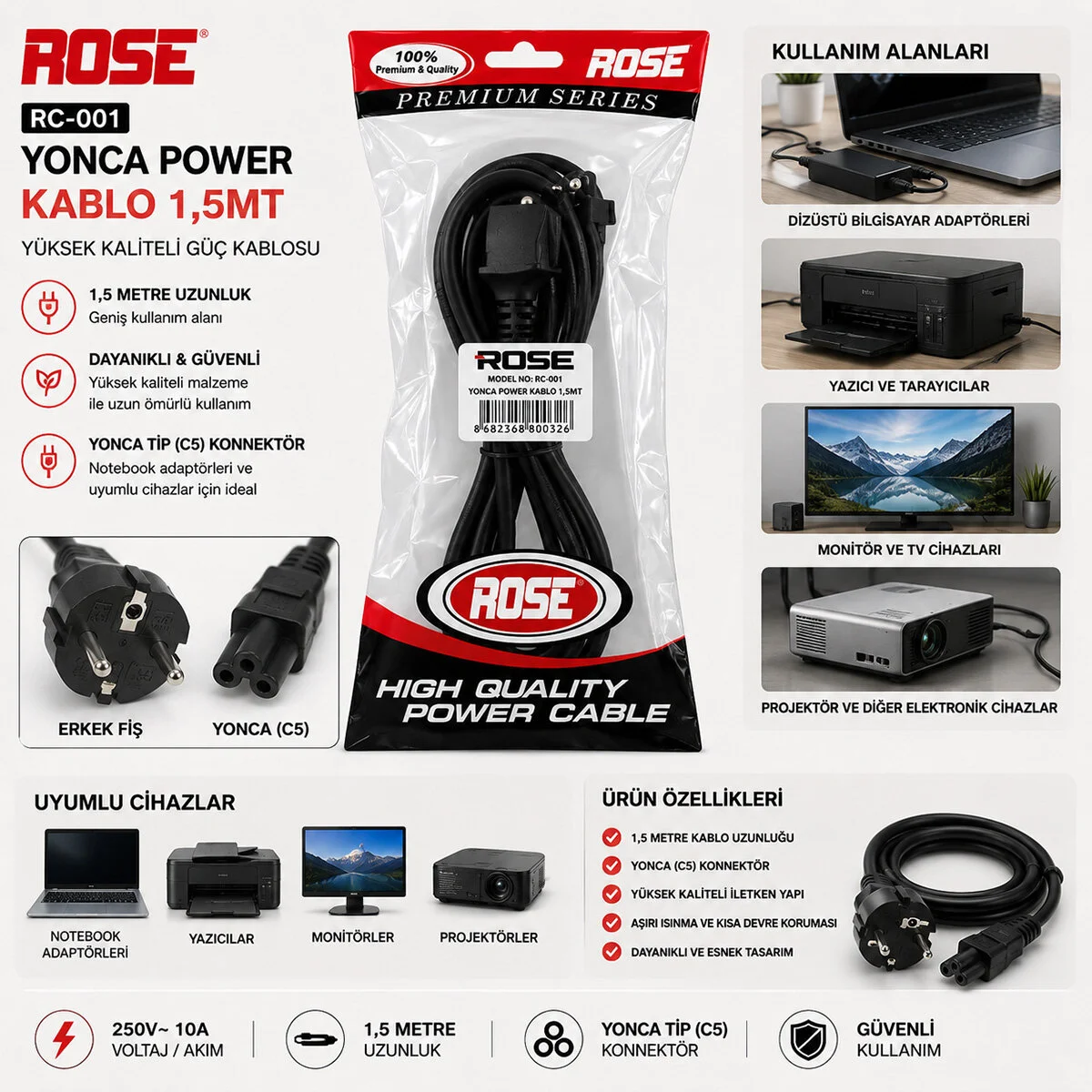 Power Güç Kablosu Erkek Yonca PL-8514 görsel 2
