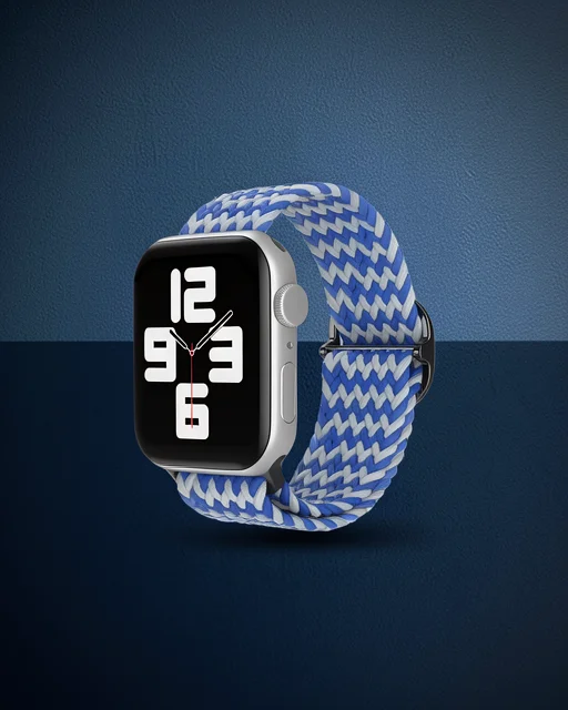 Apple Watch 42mm Kordon - Zigzag Beyaz-mavi