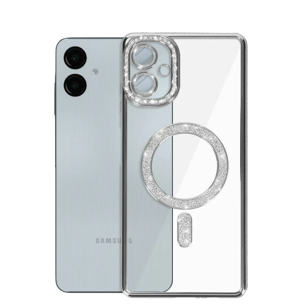 Samsung Galaxy A06 Joke Simli Magneticsafe Kılıf - Gümüş görsel 6