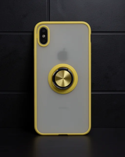 Apple İphone X Kılıf Montreal Yüzüklü Silikon Kapak - Sarı