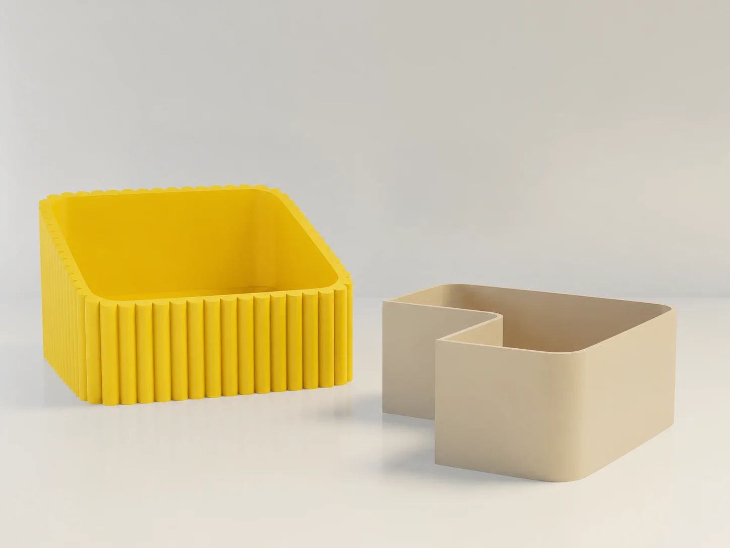 3D Baskı Fıstık Kasesi - Çift Hazneli Kabuk Ayırıcı Sunum Kasesi - Sarı Bej görsel 2