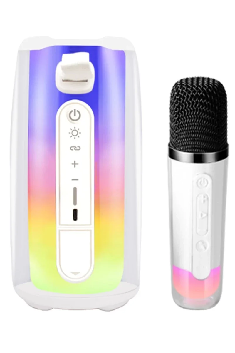 Pluse 7 krofonlu RGB Kablosuz Hoparlör - Beyaz