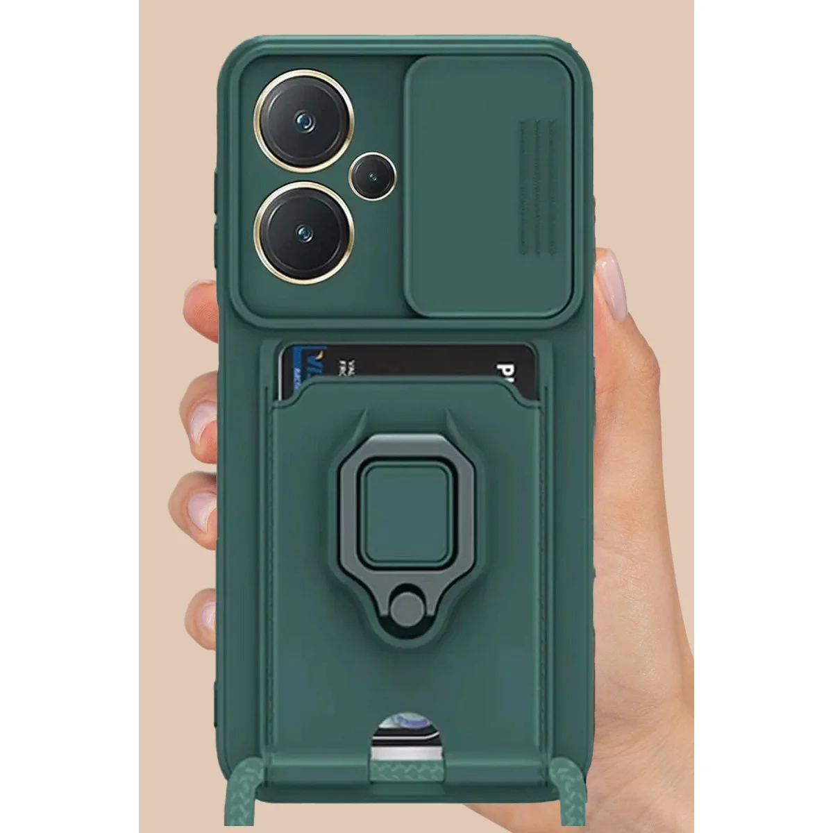 Xiao Red Note 13 Pro Plus Kılıf Zuma Kartvizitli Yüzüklü Silikon - Kırmızı görsel 2