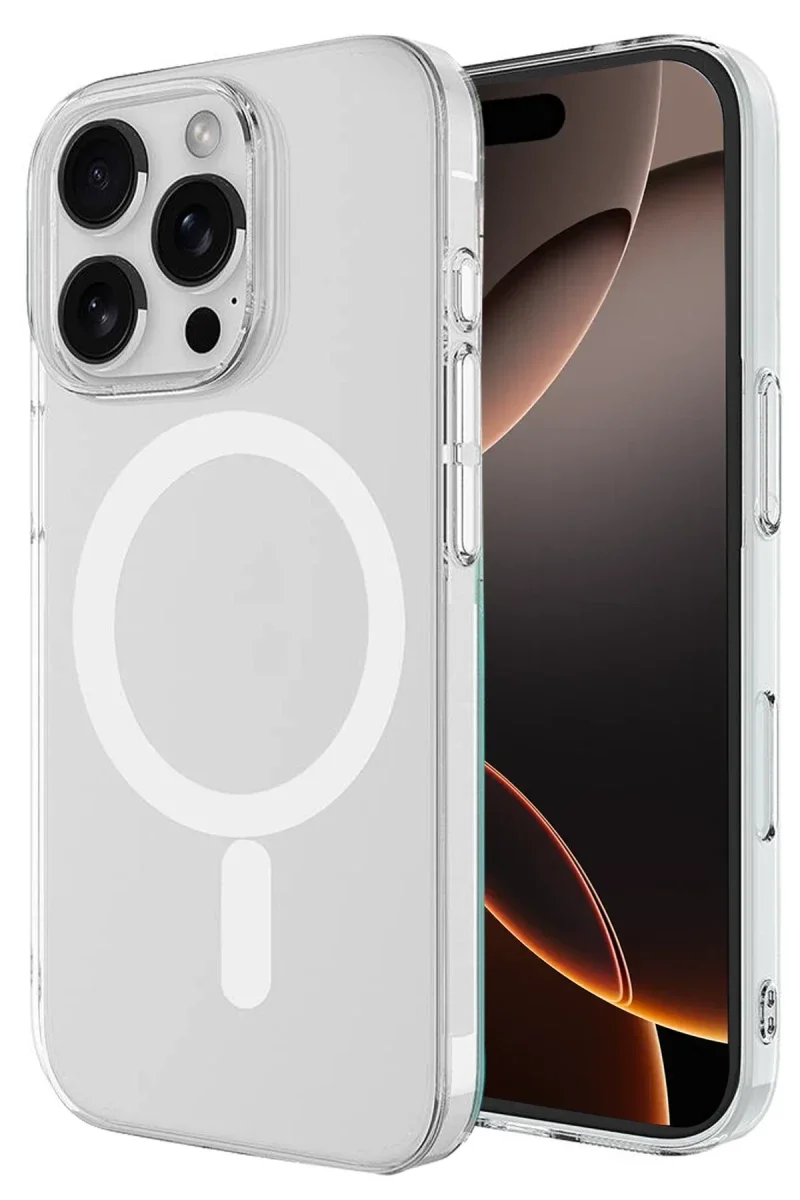 Apple iPhone 16 Pro Max Kılıf Magneticsafe Şeffaf Silikon - Şeffaf