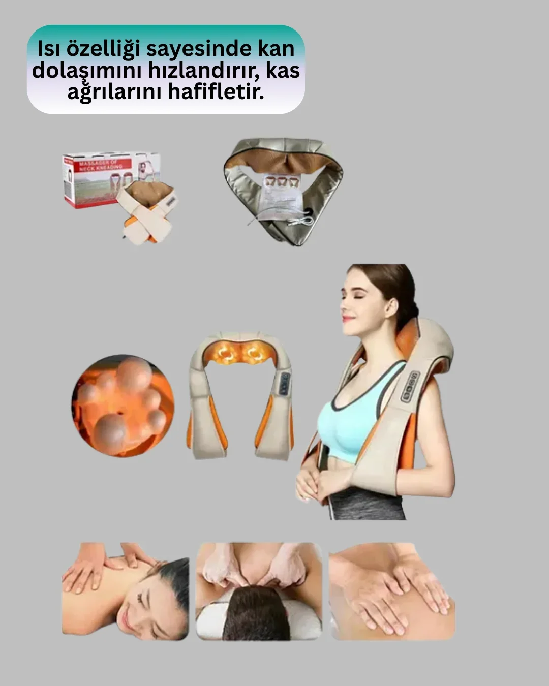 Ev Tipi Ovmalı Isıtmalı Boyun Omuz Bel Masaj Aleti Kolay Kullanım görsel 2