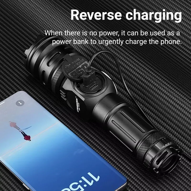 WS-6868 25Watt 2500 Lümen USB Type-C Şarjlı El Feneri görsel 2