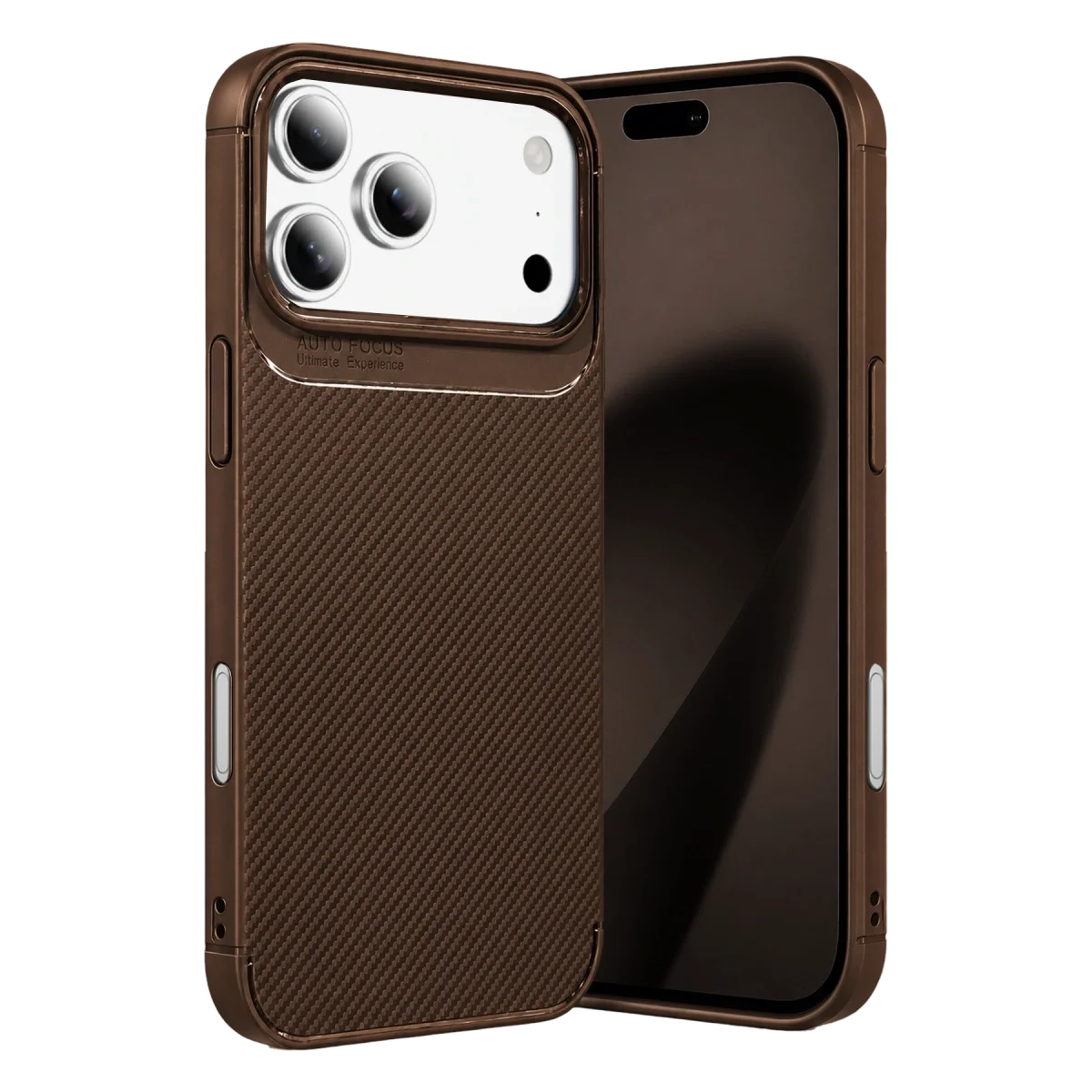 Apple İphone 18 Pro Auto Focus Karbon Kapak - Kahverengi