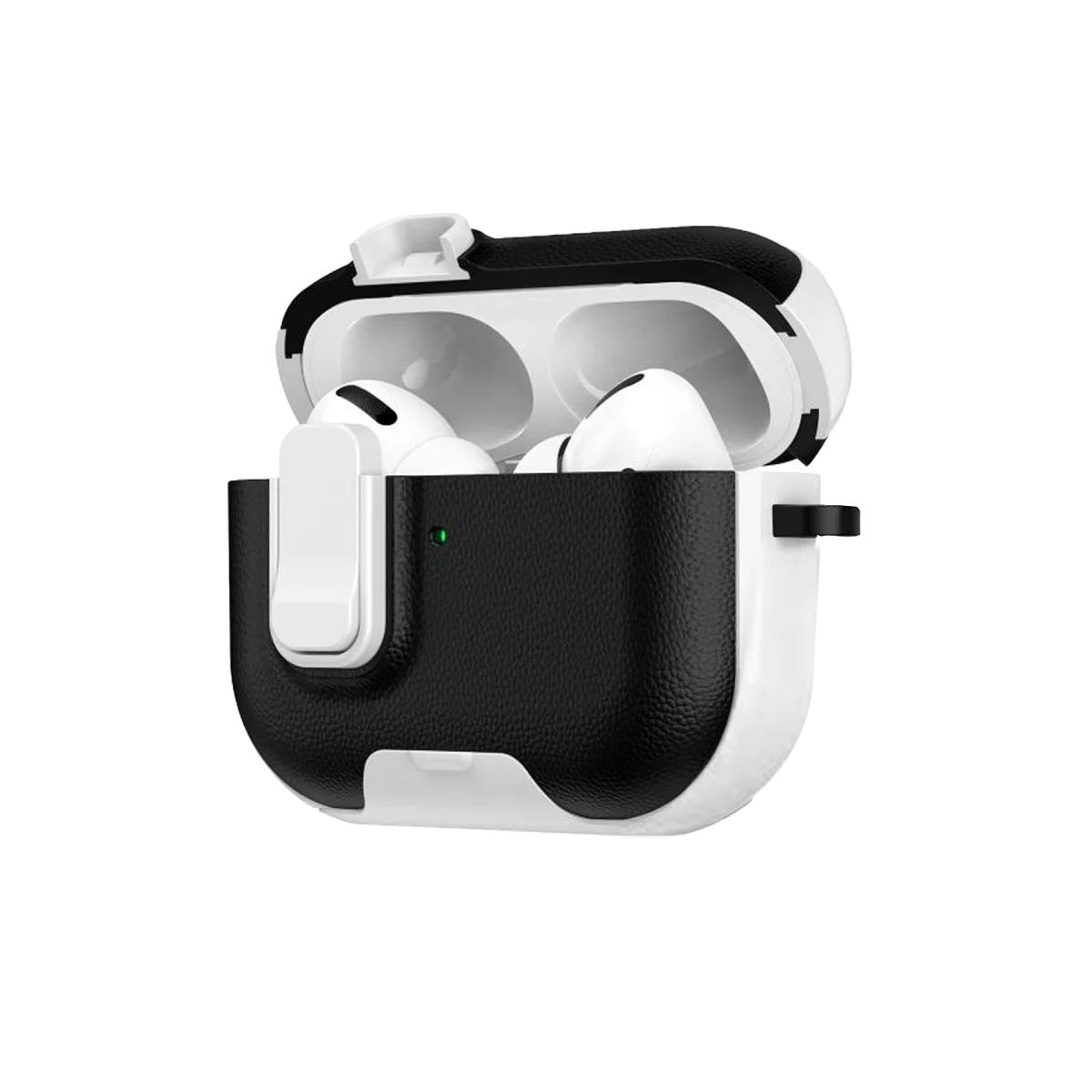 Apple Airpods Pro 3 (3.nesil) Rova Deri Kılıf - Siyah-Beyaz görsel 2