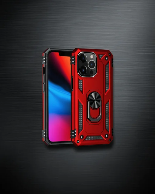 Apple İphone 14 Pro Kılıf Sofya Yüzüklü Silikon Kapak - Kırmızı