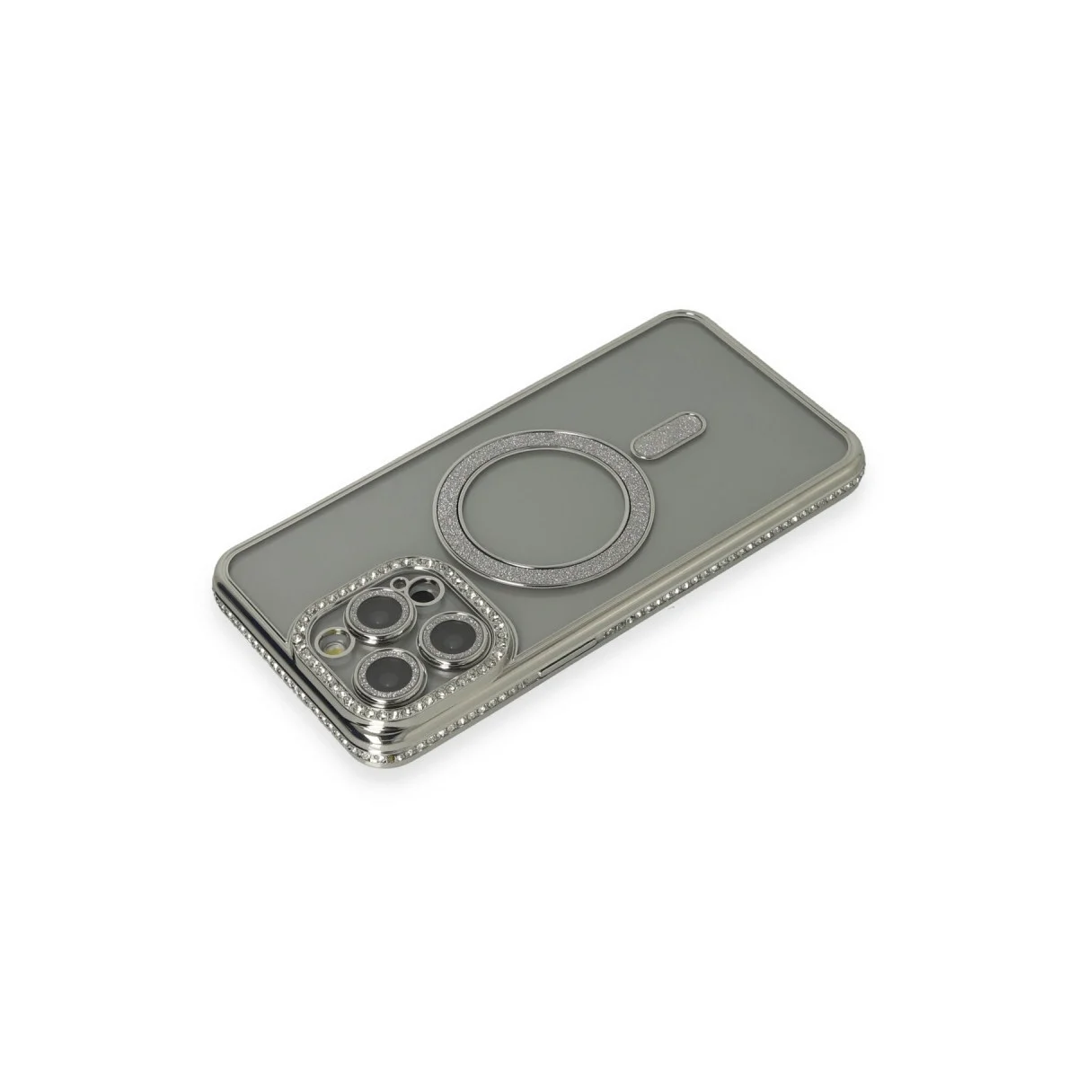 Apple İphone 15 Pro Kılıf Joke Simli Magneticsafe Kılıf - Gri görsel 2