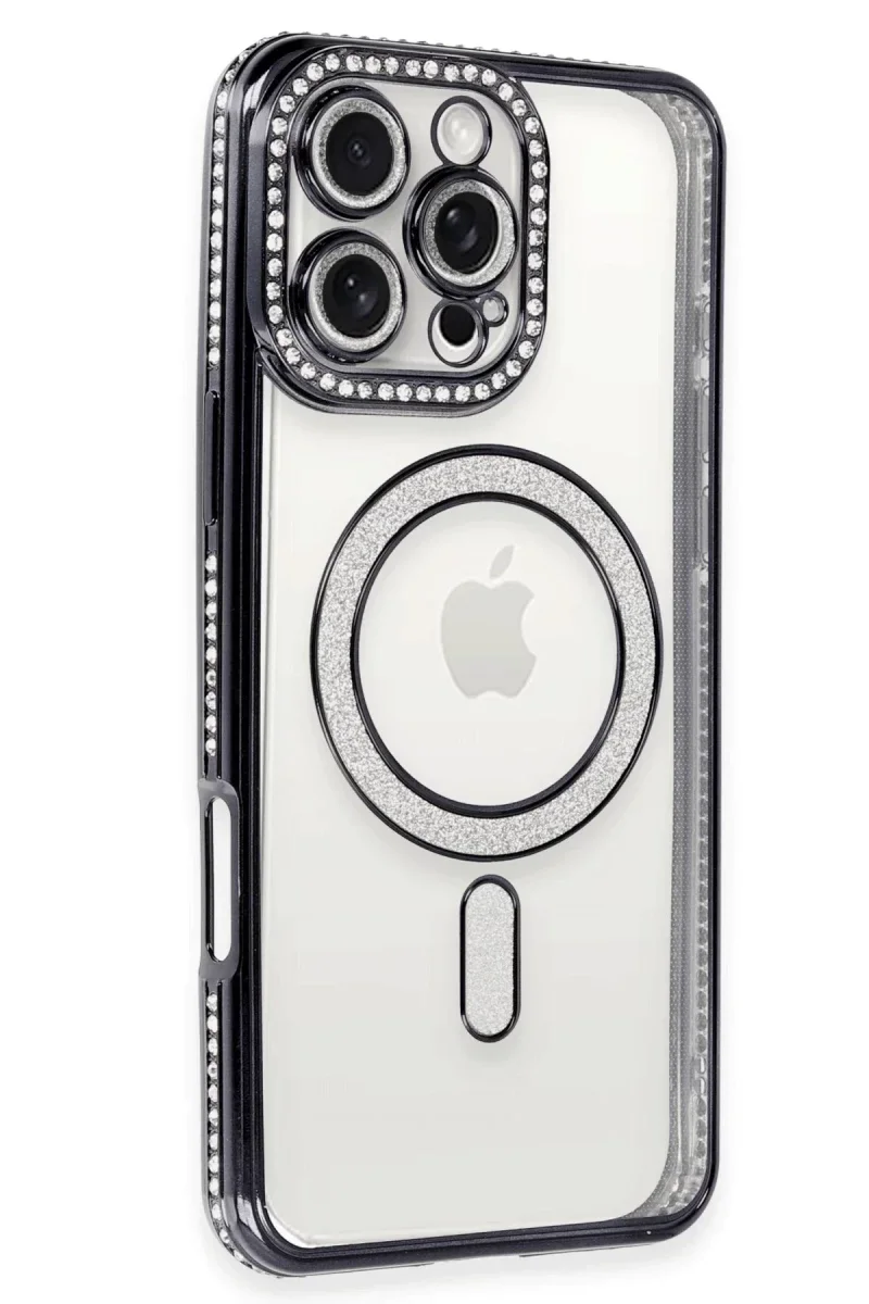Apple iPhone 16 Pro Max Kılıf Joke Simli Magneticsafe Kılıf - Gri