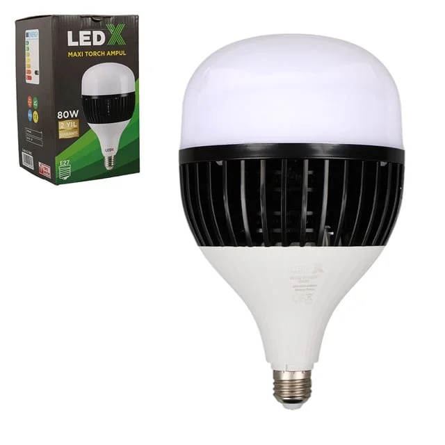 LedX AL-TH80 Akım Korumalı 80 Watt 7200 Lümen E27 Beyaz Maxi Kristal Torch Led Ampul görsel 4
