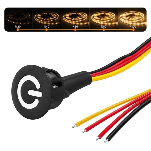 PM-30787 12V DC 10mm Gömme Dokunmatik LED Dimmer Kontrolcüsü Switch Buton Siyah