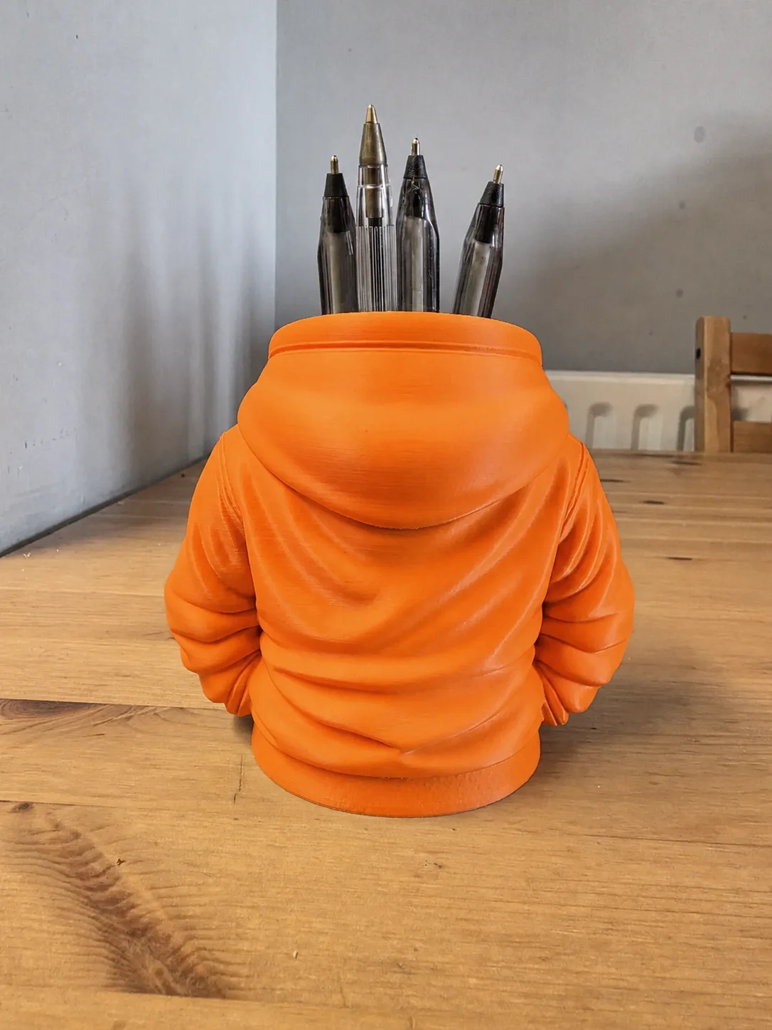 3D Baskı Kapüşonlu Sweatshirt Kalemlik - Masaüstü Organizer-Turuncu görsel 2