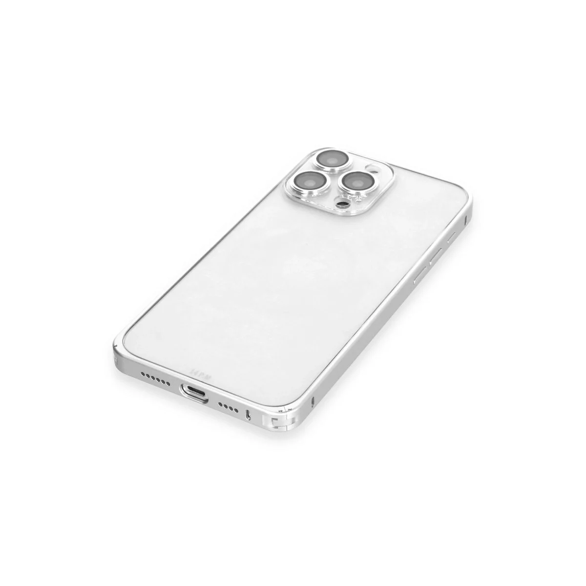 Joko Apple İphone 15 Pro Max Metal Bumper Mat Kapak - Gümüş görsel 5
